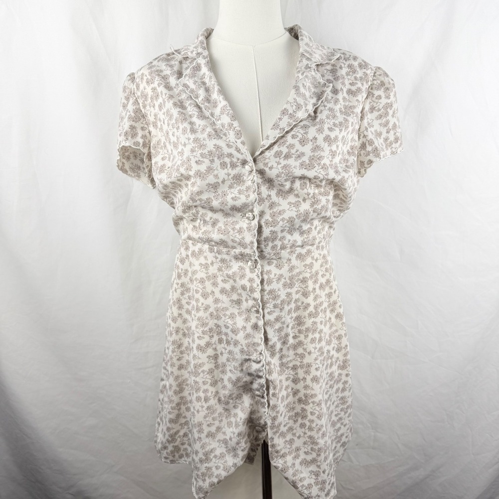 Reset by Jane Button Front Mini Dress Ditsy Floral Y2K Size Large Feminine Short - Picture 3 of 11